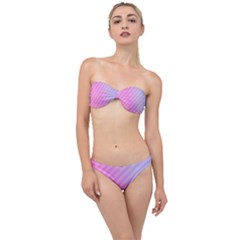 Diagonal Pink Stripe Gradient Classic Bandeau Bikini Set