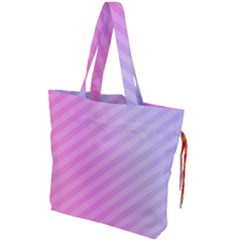 Diagonal Pink Stripe Gradient Drawstring Tote Bag