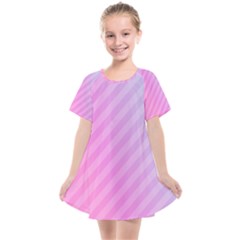 Diagonal Pink Stripe Gradient Kids  Smock Dress