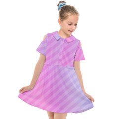 Diagonal Pink Stripe Gradient Kids  Short Sleeve Shirt Dress