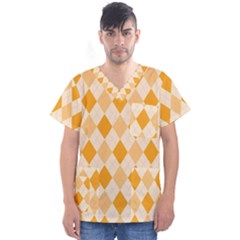 Argyle Pattern Seamless Design Men s V-neck Scrub Top