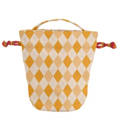 Argyle Pattern Seamless Design Drawstring Bucket Bag