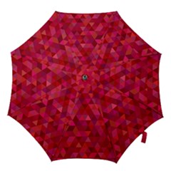 Maroon Dark Red Triangle Mosaic Hook Handle Umbrellas (medium) by Sapixe