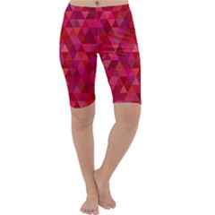 Maroon Dark Red Triangle Mosaic Cropped Leggings 