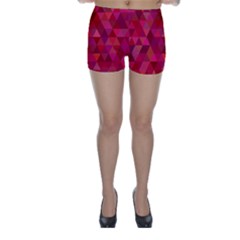 Maroon Dark Red Triangle Mosaic Skinny Shorts