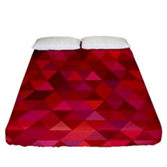 Maroon Dark Red Triangle Mosaic Fitted Sheet (queen Size) by Sapixe