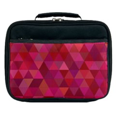 Maroon Dark Red Triangle Mosaic Lunch Bag by Sapixe