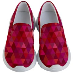 Maroon Dark Red Triangle Mosaic Kid s Lightweight Slip Ons