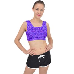 Purple Triangle Purple Background V-back Sports Bra