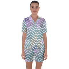 Zigzag Line Pattern Zig Zag Satin Short Sleeve Pyjamas Set by Sapixe