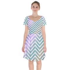 Zigzag Line Pattern Zig Zag Short Sleeve Bardot Dress