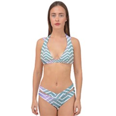 Zigzag Line Pattern Zig Zag Double Strap Halter Bikini Set