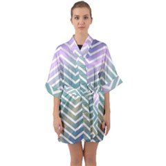 Zigzag Line Pattern Zig Zag Quarter Sleeve Kimono Robe