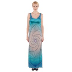 Decorative Background Blue Maxi Thigh Split Dress by Sapixe