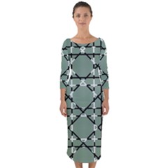 Pattern Graphics Figure Line Glass Quarter Sleeve Midi Bodycon Dress by Sapixe