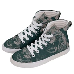 Angry Male Lion Pattern Graphics Kazakh Al Fabric Women s Hi-top Skate Sneakers