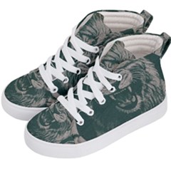Angry Male Lion Pattern Graphics Kazakh Al Fabric Kid s Hi-top Skate Sneakers