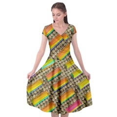 Colors Color Live Texture Macro Cap Sleeve Wrap Front Dress