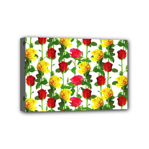 Rose Pattern Roses Background Image Mini Canvas 6  X 4  (stretched) by Sapixe