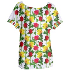 Rose Pattern Roses Background Image Women s Oversized Tee