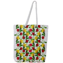 Rose Pattern Roses Background Image Full Print Rope Handle Tote (large)