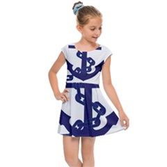 Anchor Chain Nautical Ocean Sea Kids Cap Sleeve Dress by Sapixe