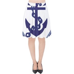 Anchor Chain Nautical Ocean Sea Velvet High Waist Skirt by Sapixe