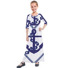 Anchor Chain Nautical Ocean Sea Kids  Quarter Sleeve Maxi Dress by Sapixe