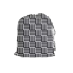 Basket Black Lines Stripes White Drawstring Pouch (large)