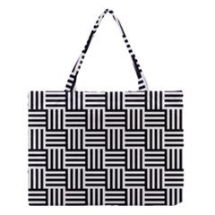 Basket Black Lines Stripes White Medium Tote Bag