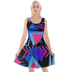 Memphis Pattern Geometric Abstract Reversible Velvet Sleeveless Dress