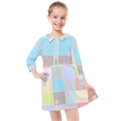 Pastel Diamonds Background Kids  Quarter Sleeve Shirt Dress by Sapixe