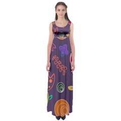 Background Decorative Floral Empire Waist Maxi Dress