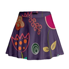 Background Decorative Floral Mini Flare Skirt