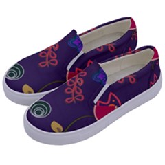 Background Decorative Floral Kids  Canvas Slip Ons by Sapixe