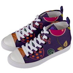 Background Decorative Floral Women s Mid-top Canvas Sneakers