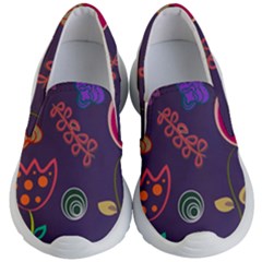 Background Decorative Floral Kid s Lightweight Slip Ons