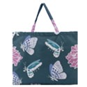 Butterfly Pattern Dead Death Rose Zipper Large Tote Bag View1