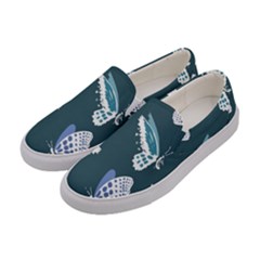 Butterfly Pattern Dead Death Rose Women s Canvas Slip Ons