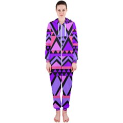 Seamless Purple Pink Pattern Hooded Jumpsuit (ladies)  by Sapixe