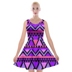 Seamless Purple Pink Pattern Velvet Skater Dress