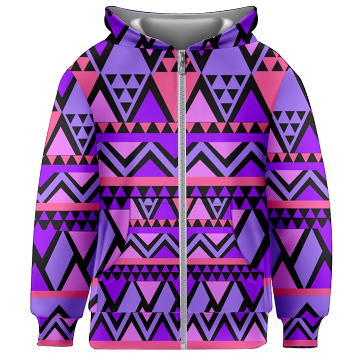 Seamless Purple Pink Pattern Kids Zipper Hoodie Without Drawstring