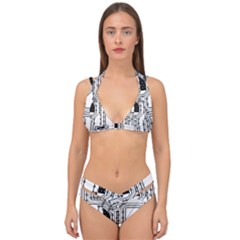 Seamless Pattern Texture Background Double Strap Halter Bikini Set