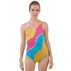 Cake Color Palette Painting Cut-out Back One Piece Swimsuit