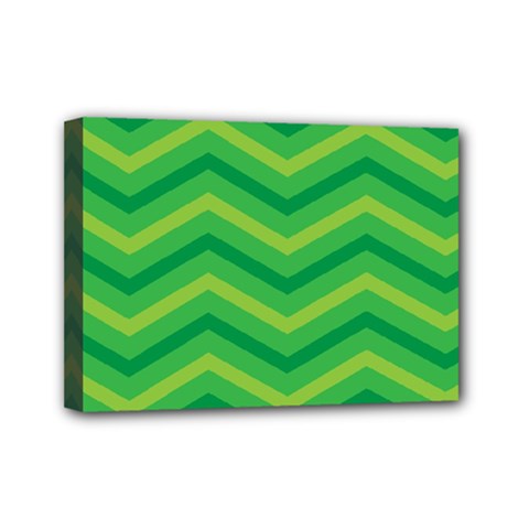 Green Background Abstract Mini Canvas 7  X 5  (stretched)