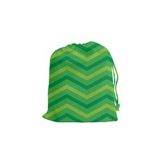 Green Background Abstract Drawstring Pouch (small)