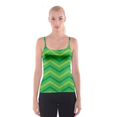 Green Background Abstract Spaghetti Strap Top