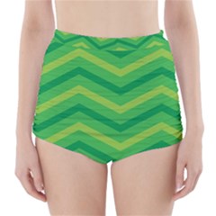 Green Background Abstract High-waisted Bikini Bottoms