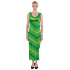 Green Background Abstract Fitted Maxi Dress