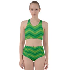 Green Background Abstract Racer Back Bikini Set